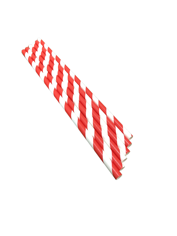 Regular Paper Straw RED &WHITE Striped
